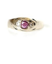 Antiker Ring mit Rubin und Diamanten aus 585/000 Gelbgold B4129
