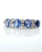 Schner englischer vintage Ring mit Saphiren und Brillanten 375 Gelbgold B4138