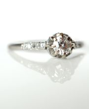Edler antiker britischer Art Deco Ring 0.42ct Diamanten Platin + Gold B4146