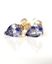 Elegante Ohrstecker mit AAA Tansanit Tropfen in 585/000 Gelbgold gefasst B4140