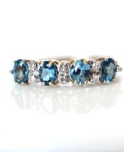 Edler englischer vintage Ring mit Blautopas und Diamanten 375 Gelbgold B4144