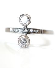 Edler antiker Art Deco Ring mit 0.90ct Brillanten in 750/000 Weissgold B4149