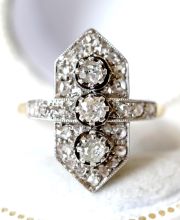 Antiker prchtiger Art Deco Ring 0,70ct Diamanten 750 Gelbgold+ Platin B4157
