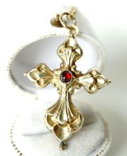 Antiker Biedermeier Granat Kreuz Anhnger aus 585/000 Gelbgold B4166