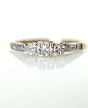 Antiker englischer Art Deco Ring mit Diamanten aus 9ct Gelbgold + Platin B4184