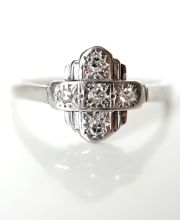 Edler antiker britischer Art Deco Ring mit Diamanten Platin + Gold B4183