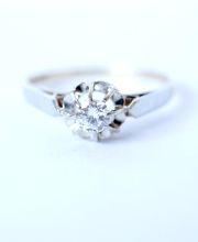 Antiker schner Art Deco Ring 0,20ct Brillanten Solitr 750 Gelbgold B4202