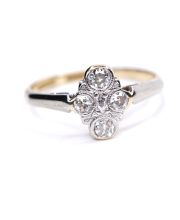 Schner antiker Art Deco Ring mit Brillanten aus 750 Gelbgold + Platin B4249