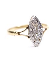 Wunderschner antiker Art Deco Ring mit Diamanten 750 Gelbgold + Platin B4250