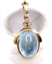 Sehr schner vintage Anhnger 585 Gelbgold 17ct Aquamarin + Brillanten B4265
