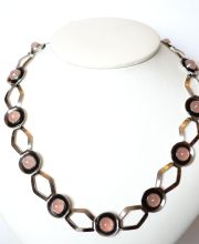 Dekoratives Modernist 925 Silber Rosenquartz Nefrom Collier Dnemark B4287