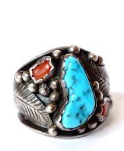 Indianer Navajo Ring aus 925 Sterling Silber mit Trkis und Carneol B4294