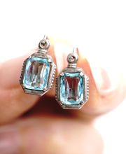 Schne Art Deco Ohrringe aus 835/000 Silber mit blauen Steinen B4305