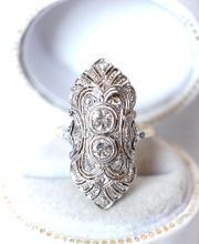 Wunderschner antiker Art Deco Ring mit Diamanten aus 585 Gold und Platin B4262