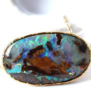 Sensationeller vintage Anh�nger aus 750/000 Gelbgold 16ct Boulder Opal B4255