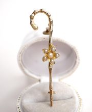 Antike victorianische Brosche 9ct Gelbgold als Spazierstock um 1900 B4317