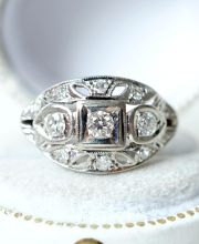 Wundersch�ner antiker Art Deco Ring mit Diamanten aus 585 Gold und Platin B4321