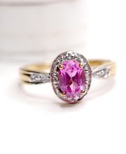 Sch�ner englischer vintage Ring mit rosa Topas in 375/000 Gelbgold B4332