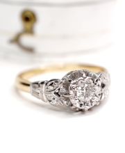 Antiker britischer Art Deco Ring 0.17ct Brillanten 750 Gelbgold + Platin B4347