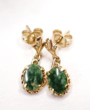 Wundersch�ne vintage Ohrstecker aus 585/000 Gelbgold mit gr�ner Jade B4354