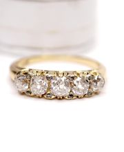 Antiker britischer Ring mit �ber 1ct Diamanten in 750 Gelbgold um 1900 B4345