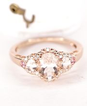 Wundersch�ner englischer Ring mit Morganit + Diamanten 375/000 Rotgold B4371