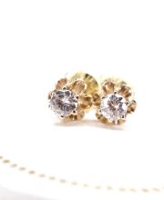 Edle antike Art Deco Ohrstecker mit Brillanten in 750/000 Gelbgold B4375