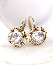 Antike sch�ne Ohrringe mit Aquamarin in 585/000 Gelbgold 1930ger Jahre B4389