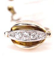 Schwerer antiker Art Deco Ring mit 0.40ct Diamanten aus 585/000 Gelbgold B4387