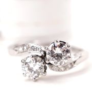 Kostbarer Art Deco Ring Toi et moi mit 0.95ct Brillanten 950/000 Platin B4399