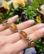 Antikes Fischland Armband aus 835/000 Silber vergoldet mit Bernstein B4165