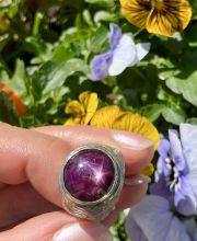 Silberschmiede Anfertigung Ring 925 Silber mit sch�nem Stern Rubin B4406