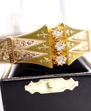 Antiker Armfreif um 1900 Frankreich aus 750/000 Gelbgold mit Diamanten B4400