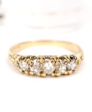 Antiker britischer Ring 750/000 Gelbgold ca. 0,40ct Diamanten um 1900 B4439