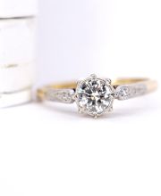 Antiker orig. Asprey Ring mit 0.50ct Brillanten in 750 Gelbgold + Platin B4443