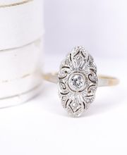 Wunderbarer antiker Art Deco Ring mit Diamanten 585 Gelbgold + Platin B4454