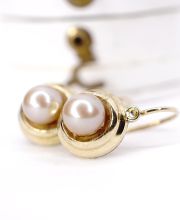 Antike Art Deco Ohrringe mit Perlen 585/000 Gelbgold B�gel B4450