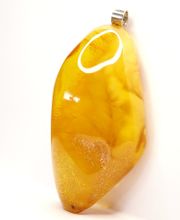Sehr grosser Anh�nger 750 Weissgold mit Butterscotch Bernstein B4460