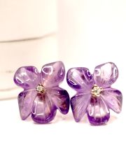 Zauberhafte vintage Amethyst Ohrstecker 585/000 Gelbgold und Brillanten B4457