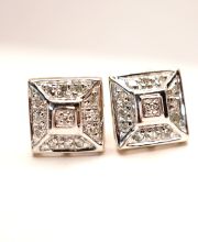 Vintage Ohrstecker aus 375/000 Weissgold mit Diamanten Art Deco Design B4462
