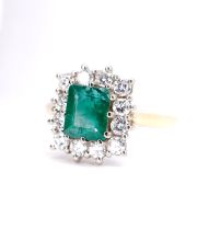 Kostbarer vintage Ring mit Smaragd und Brillanten in 750/000 Gelbgold B4482