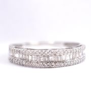 Edler vintage Band - Ring mit 0.50ct Diamanten aus 750/000 Weissgold B4493
