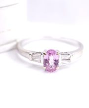 Sch�ner vintage Ring mit rosa Saphir und Diamanten aus 750/000 Weissgold B4492