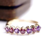 Sch�ner englischer Ring aus 375/000 Gelbgold mit Amethyst + Almandin B4494