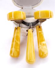 Aussergew�hnliche Brosche 875 Silber Butterscotch Bernstein, Kaliningrad B4510