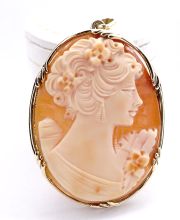 Grosser sch�ner vintage Anh�nger mit Gemme/ Kame� aus 585/000 Gelbgold B4508