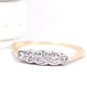 Edler antiker Art Deco Ring mit 0.17ct Diamanten 750 Gelbgold + Platin B4517