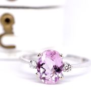 Wundersch�ner Ring mit rosa Saphir und Brillanten aus 750/000 Weissgold B4511