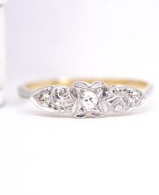 Wundersch�ner antiker Art Deco Ring mit Diamanten 750 Gelbgold + Platin B4516