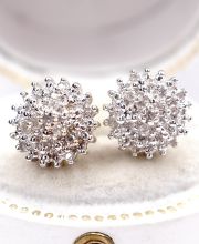Vintage Ohrstecker aus 375/000 Weissgold mit Diamanten - Schneekugeln- B4533